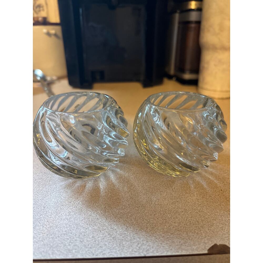 vintage PartyLite Illusions 24% lead crystal votive candle holders
